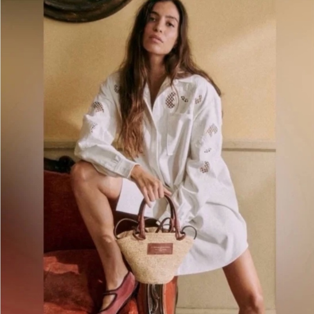 Sezane White Dress with Embroidery - Size 34 / US 4